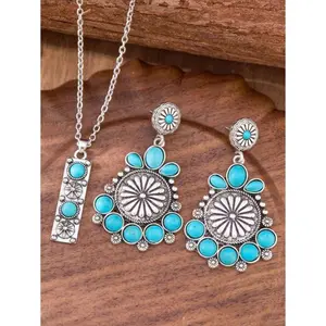 1/2/3/4/5pcs/Set Vintage Cowgirl Western  Earrings, Necklace,  Bracelet, Jewelry Set For Women, Summer Fashion Elegant Bohemian Earrings Necklace Bracelet Set, Accessories Suitable For Daily, Party, jewelryset Festival Outfits jewelryset jewelryset