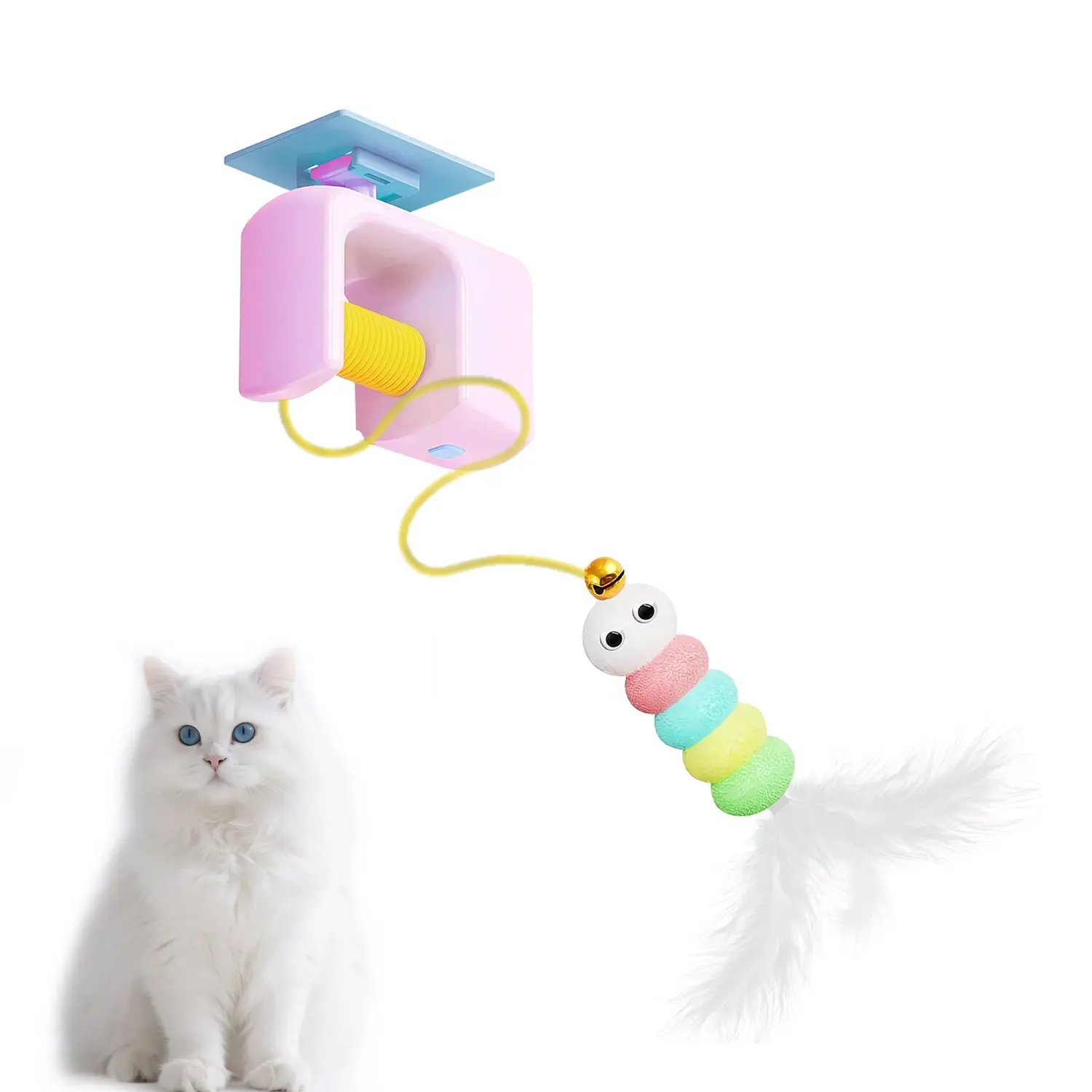 Rechargeable Electric Cat Teaser Toy - Non-Toxic Versatile and Safe Pet Accessory, Stress Reliever with Dual Modes, 360° Rotation, Irregular Jumping, Wall-Mounted/Hanging Door Design for All Breeds' Exercise & Mind Stimulation, Bird‑Like Flight, Interacti