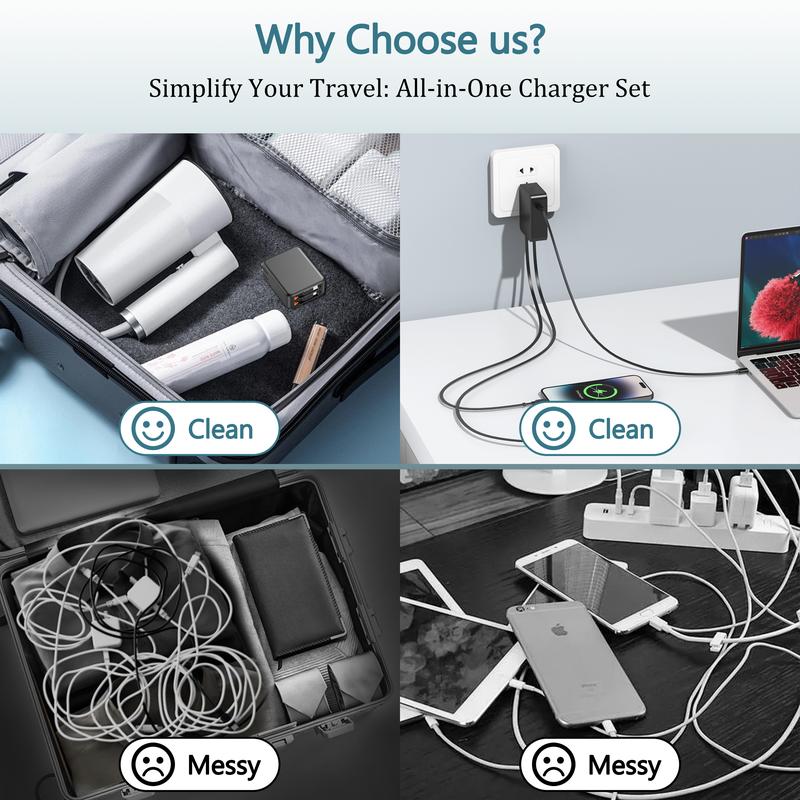 35W Retractable Wall Charger with Dual Charging Cables & 3-Port USB Hub, Fast Charging for iPhone, iPad, Tablets, Samsung, LG & More 35W Retractable Wall Charger with Dual Charging Cables & 3-Port USB Hub, Fast Charging for iPhone, iPad, Tablets, Samsung, LG & More