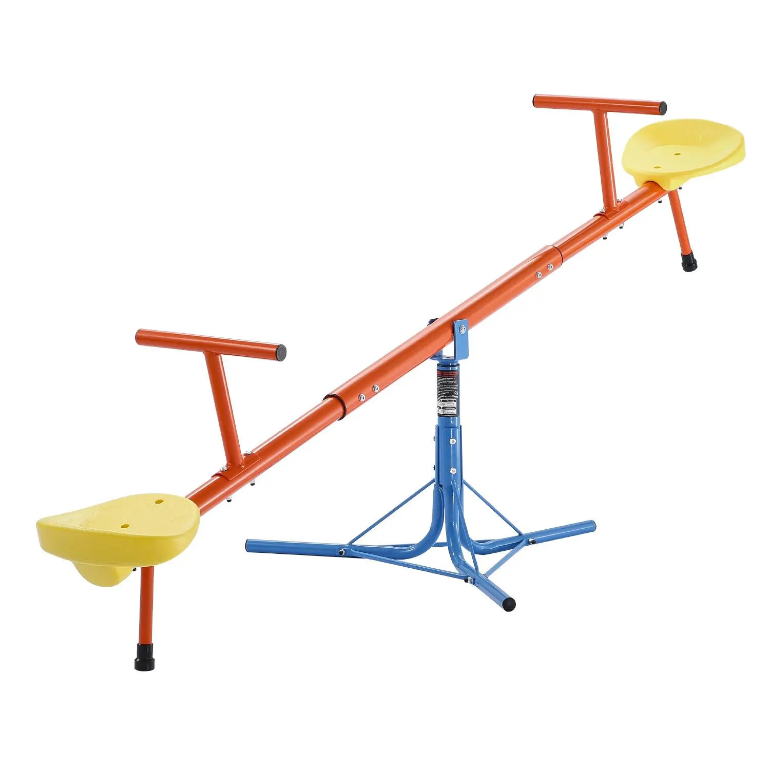 VEVOR Kids Seesaw Playground Set with Double Handrails, 100 lbs Load Capacity per Seat, 3-Prong Support Legs, 360-Degree Swiveling Sit-and-Spin Teeter Totter, Outdoor Play Equipment for 3+ Year Olds