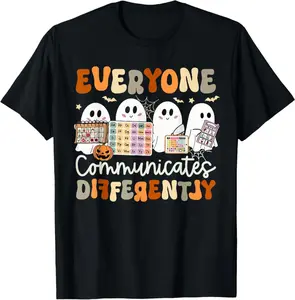 Everyone Communicates Differently Halloween Sped Teacher T-Shirt