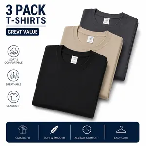 3-Pack Men’s 100% Cotton Everyday Basic T-Shirts, Classic Fit, Soft & Skin-Friendly, Versatile Short Sleeve Tops