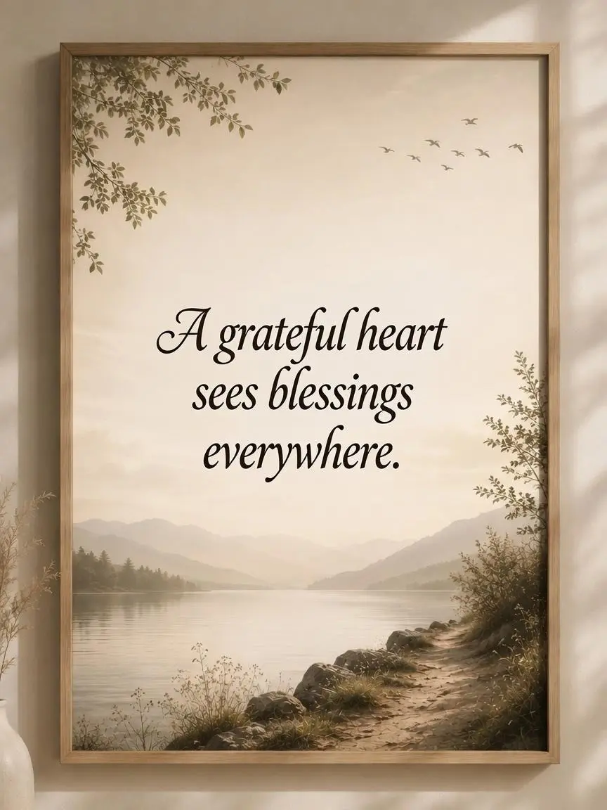 (unframed) Poster  Slogan Inspirational Quote Wall Art Room Decor A grateful heart sees blessings everywhere. homedecor