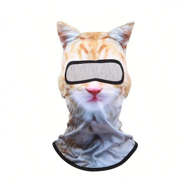 3D Cat Skiing Balaclava Mask with Ears Cute Animal Design Breathable Sun Resistant for Music Festivals Carnival Parties Outdoor Activities
