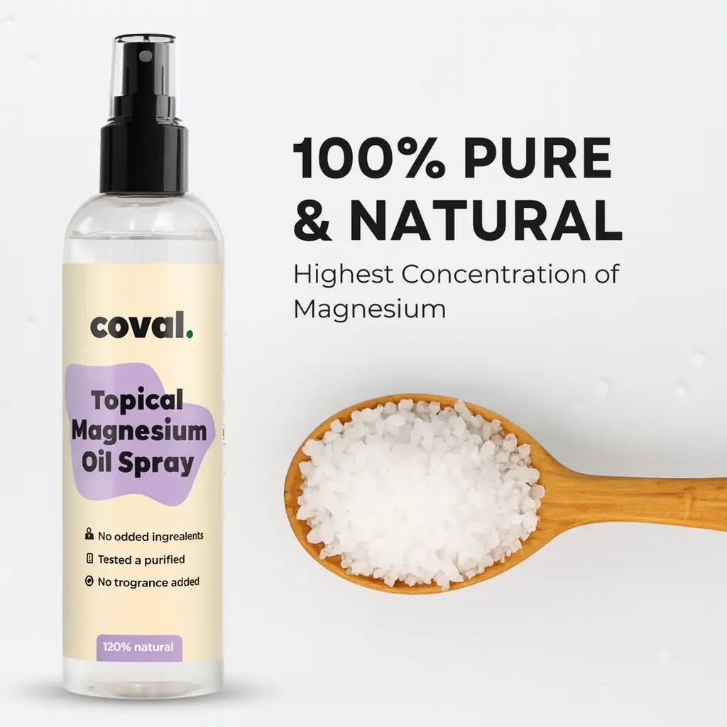 12oz Pure Magnesium Spray - Coval - USP Grade Magnesium Chloride for Sleep, Muscle Spasm, Cortisol, Stress Relief, Body Odour and Stress Relief