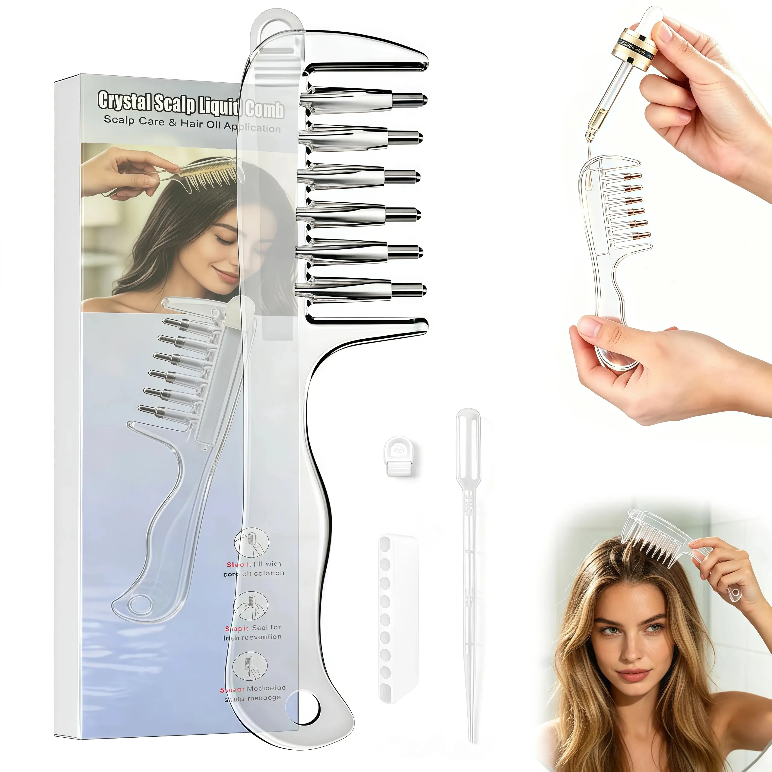 Scalp Liquid Applicator Comb - Refillable Hair Hair Treatment Root Oil Massage Tool for Scalp Care, Root Health