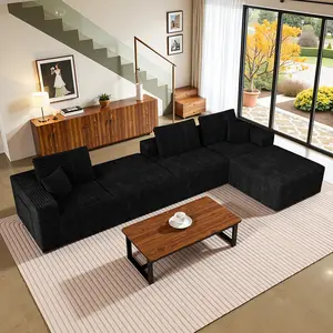 【5 Packages shipping】142"L-Shaped boneless sectional couch，Modular cloud couches with chaise lounges,Deep seat,Corduroy fabric,NoAssembly Required,For Living Room Bedroom Apartment,Free Combination,Modern UpholsteredSofa