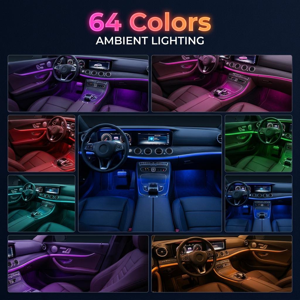 LED Car Lights Interior with USB Port, LED Strip Fiber Optic Ambient Lighting Car, Wireless App Control, Sync to Music, Car Decorations Interior Accessories Gifts for Women Men, 2 in 1 diy mode rgb