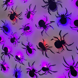 36 Pack Halloween Spider Wall Decor, 3D Window Stickers with Multi-Color LEDs, Removable Light up Spiders Wall Decals for Bathroom Home Door Party Indoor & Outdoor Decorations (Assorted Sizes)