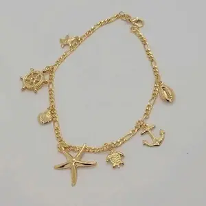 Brand New Brazilian 18k Gold Filled Multi Charms Anklet