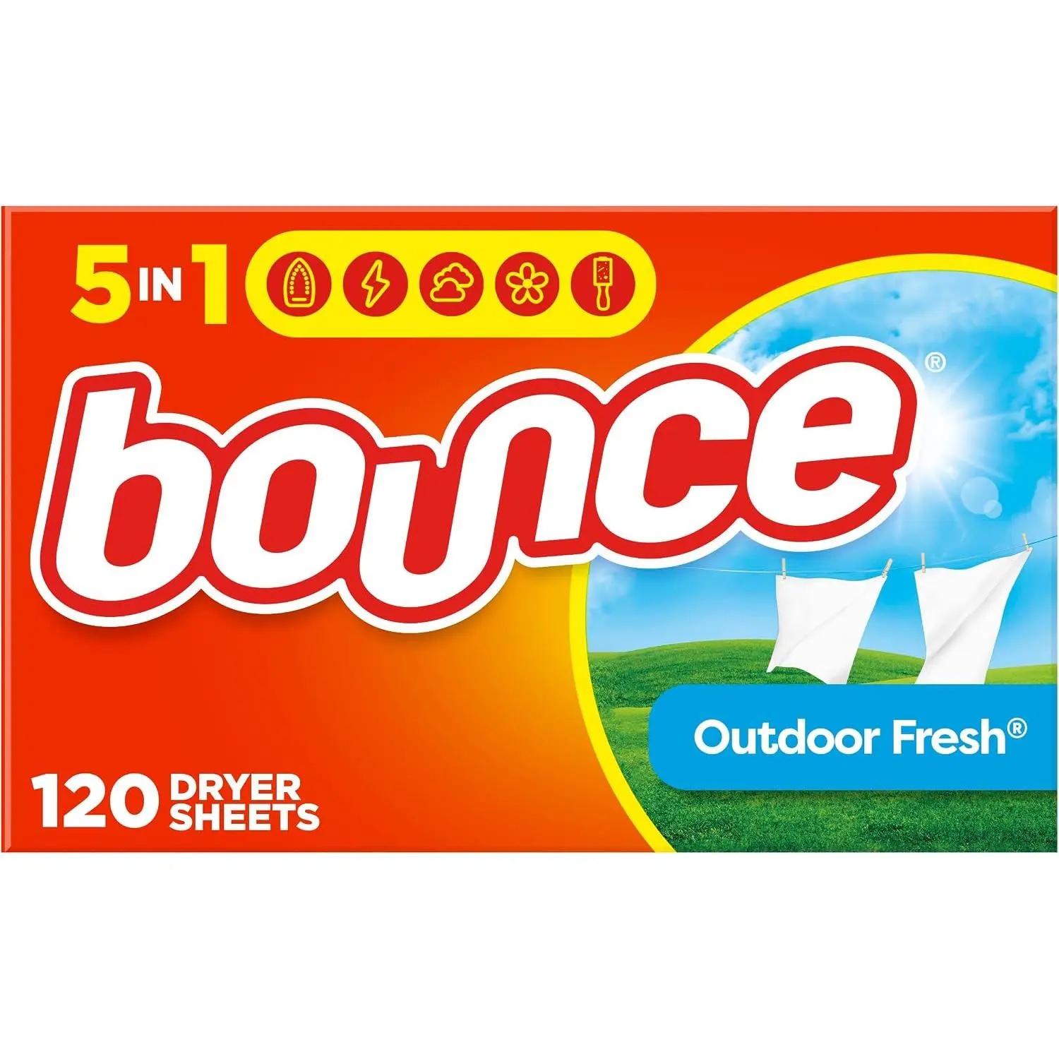Bounce Fabric Softener Sheets - Outdoor Fresh Scent, 120-Count Home Care Supply for Laundry Use
