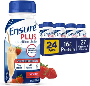 Strawberry Nutrition Shake Meal Replacement Ready to Drink 16G Protein with Vitamins and Minerals 8 Fl Oz 24 Pack