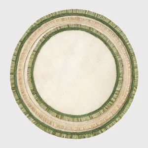 Ruffle edge straw placemats, green, set of four