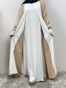 Women's Colorblock 2 in 1 Long Sleeve Dress, Modest Long Dress for Women, Women's Islamic Clothing for Fall