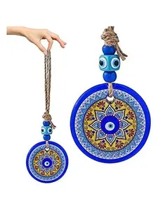Glass Evil Eye Mandala Bead Large Turkish Nazar Amulet Home Protection Charm Wall Hanging Ornament
