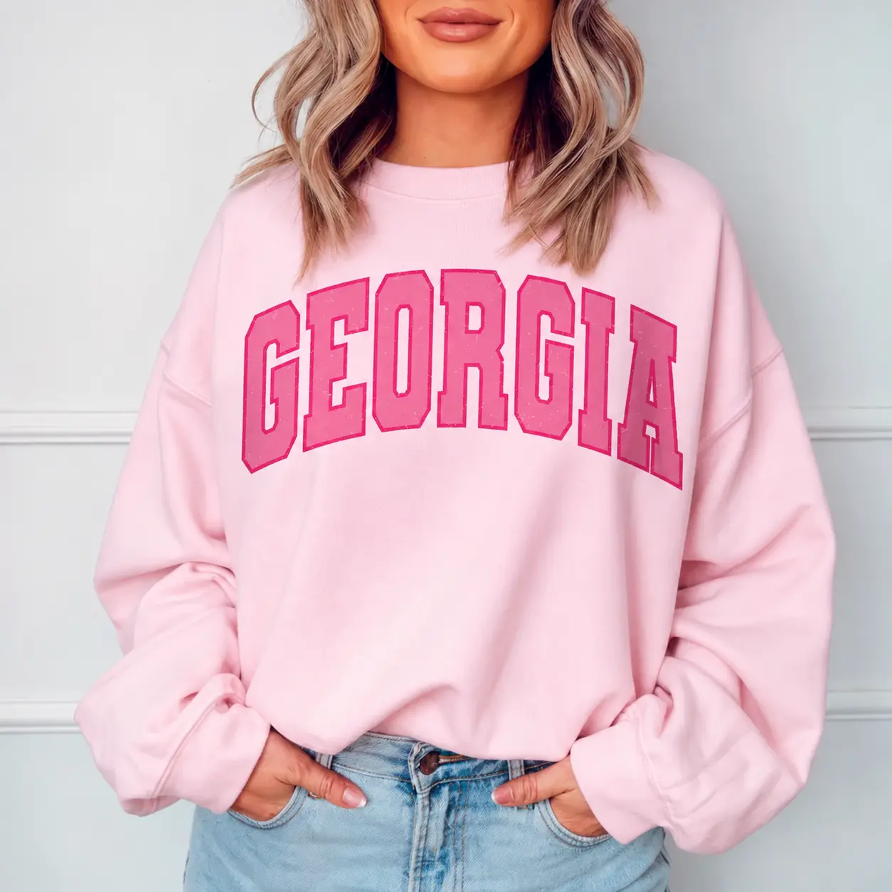 Girly Pink Varsity State Sweatshirt Vintage Baseball City Pink Sweatshirt Baseball Team Pullover College State Sweatshirt Womens Casual State Pullover New York State Top,Gift for Her
