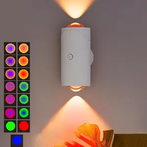 Magnetic Motion Activated Wall Sconce Set, Rechargeable Sensor Night Light with 8 Color Settings, USB-C Portable LED Lamp for Living Room Entryway Holiday Celebration