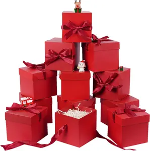 12Pack Small  Boxes with , Red  Boxes with Ribbon for Christmas, Valentines day, Present Packing, Party Favor, Candle Boxes,  Boxes, Wedding.