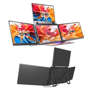 14-Inch Triple Screen Laptop Monitor Extender – Dual Side + Top Portable Display for Multitasking & Productivity