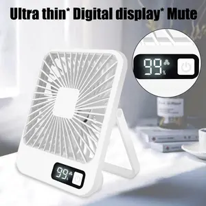 Small Desktop Fan, Super Silent with Digital Display, 5-Speed Strong Air Flow Cooling Fan, USB Charging Portable Quiet Office Desk Fan for Home Bedroom Office Use