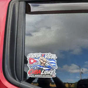 PATRIA Y VIDA Cuba Libre Car Decal - Patriotic Design with Cuban Flag and Fist Symbol - Durable Vinyl Sticker for Vehicle Windows