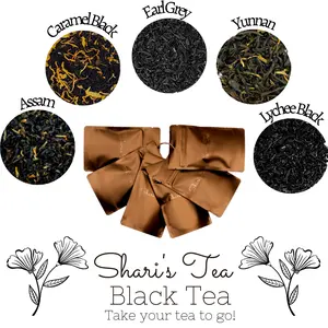Black Tea Kit with Infuser - Travel Friendly Loose Leaf To Go Variety Pack in Half oz. Resealable Pouches (5ct.)