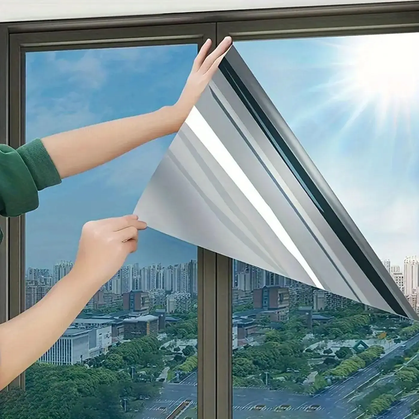 One Way Privacy Window Film, Heat Insulation Sun Blocking Glass Sticker, Window Sun Blocker, Anti-Peep UV Protection, Window Privacy Films, Ideal for Office Balcony Home