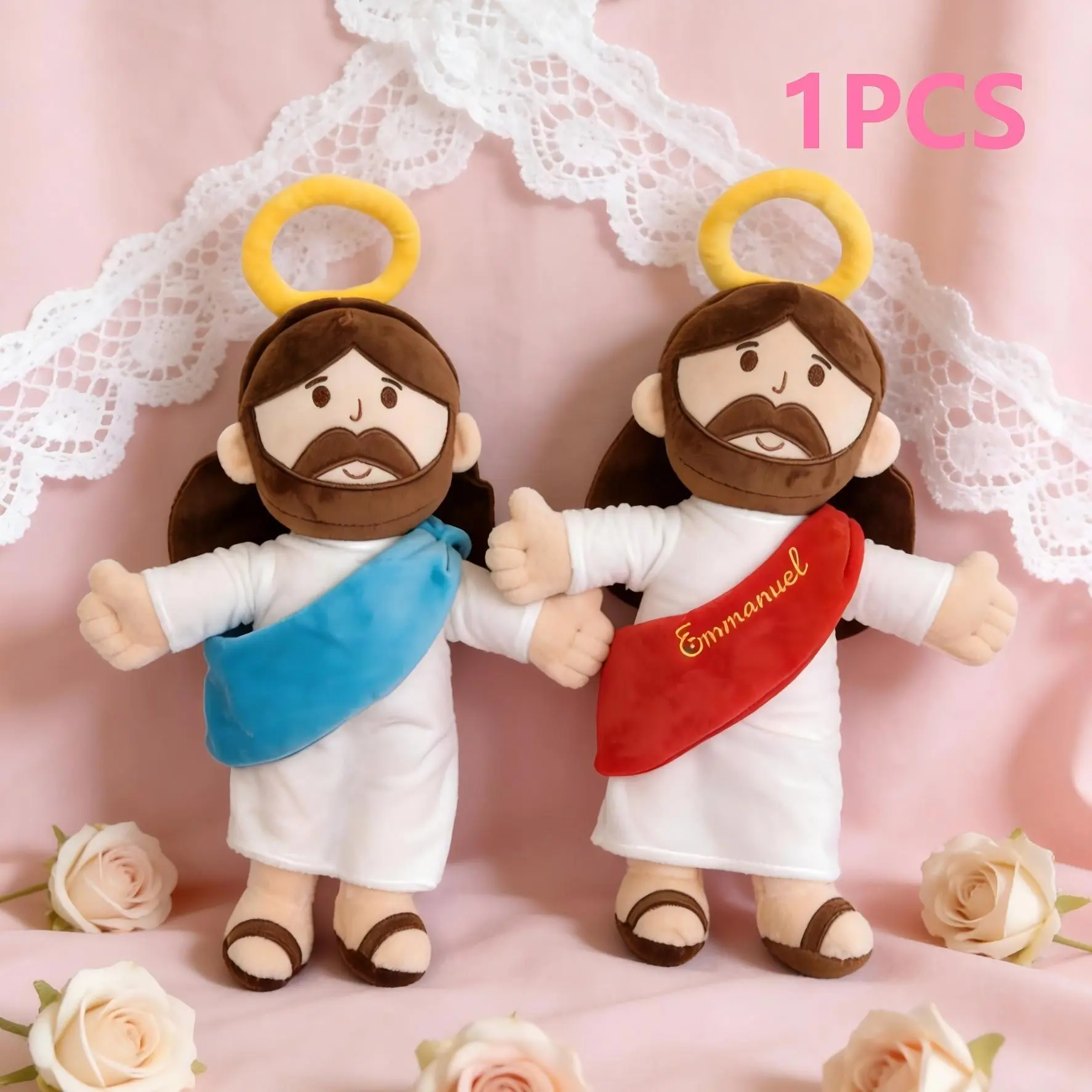 Jesus Plush Toy, Soft Jesus Figure, Soft Stuffed Figure, Christian Religious Gift, Suitable for Children, Churches, Sunday School, Baptism, Easter, Christmas, Soft Huggable