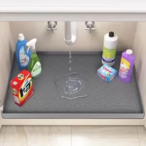 Under Sink Mat Waterproof 34" x 22", Silicone Mat Kitchen Drawer Shelf and Cabinet Liner, Sink Protector for Kitchen Organizers and Storage, Boot Tray Pet Food Mats