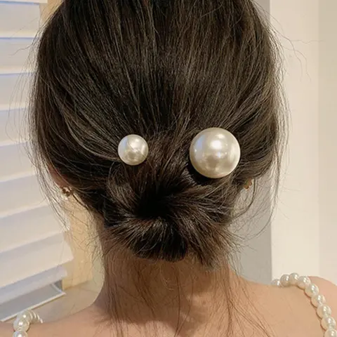 Women's Elegant Faux Pearl Decorative Hair Pins, 2pcs/set Trendy Exquisite Minimalist Hair Pins, Chic Cute Hair Accessories for Hairstyle Decor Hairpins, Hair Clip Set, Pearl Hair Clips, Fashion Hair Accessories