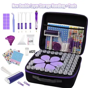Diamond Painting Storage Box Set, Water Drop Tray, Transparent Bottle Kit, Portable Diamond Art Tools, Includes Accessories
