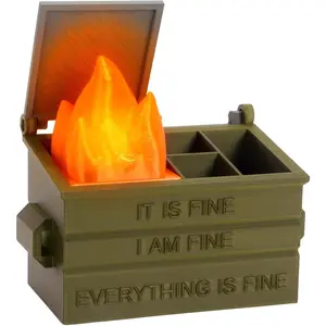 Dumpster Fire Pencil Holder Fun Desk Accessories with Removable Flame Light Touch Dimming Mode & USB  Port  Pen Holder for Desk, Funny  for Coworkers