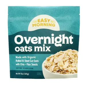 Easy Morning Overnight Oats ⎸ Organic Mix of Rolled Oats, Flax, Chia, Steel Cut Oats ⎸ Make in Overnight Oats Containers with Lids, Then Wake Up to Your Perfect Breakfast