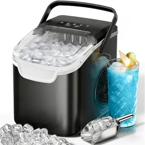 35lbs/Day Nugget Ice Makers Or 26lbs/Day Bullet Ice, Pebble/Bullet Ice Maker Machine, One-Click Operation, Self-Cleaning, Ice Basket And Scoop, Pellet Ice Maker Countertop for Home/Kitchen/Office