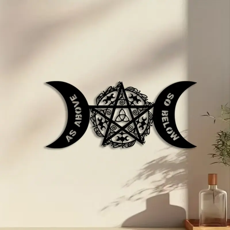 ​​1pc Pentagram Metal Wall Art, Pentagram Wall Decor, Perfect for Living Room Wall, Office Wall, Mystical Wall, Spiritual Decor, Ideal Gift for Halloween, Powder-Coated Metal​​