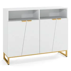 COSTWAY - Modern Sideboard Cabinet with 4 Doors and Adjustable Shelves-White COSTWAY - Modern Sideboard Cabinet with 4 Doors and Adjustable Shelves-White