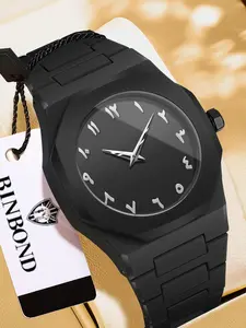 BINBOND fashion creative silicone Arabic numerals quartz men's watch modern simple sketch creative design waterproof men's watch Casual Trendy Wristwatch