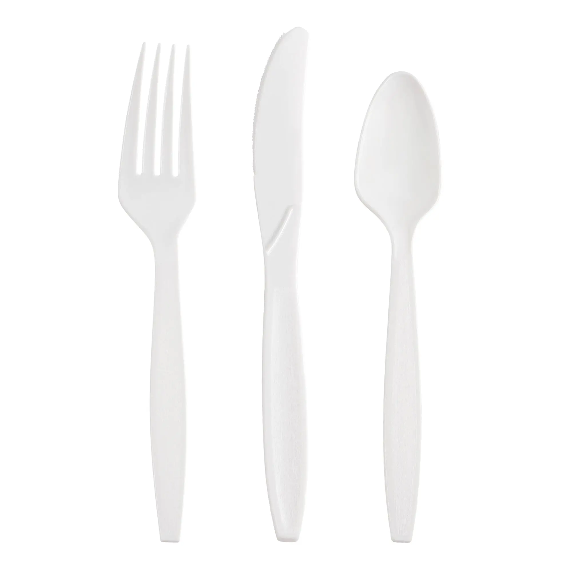 White Disposable Plastic Cutlery Set - 100 Spoons, 100 Forks and 100 Knives