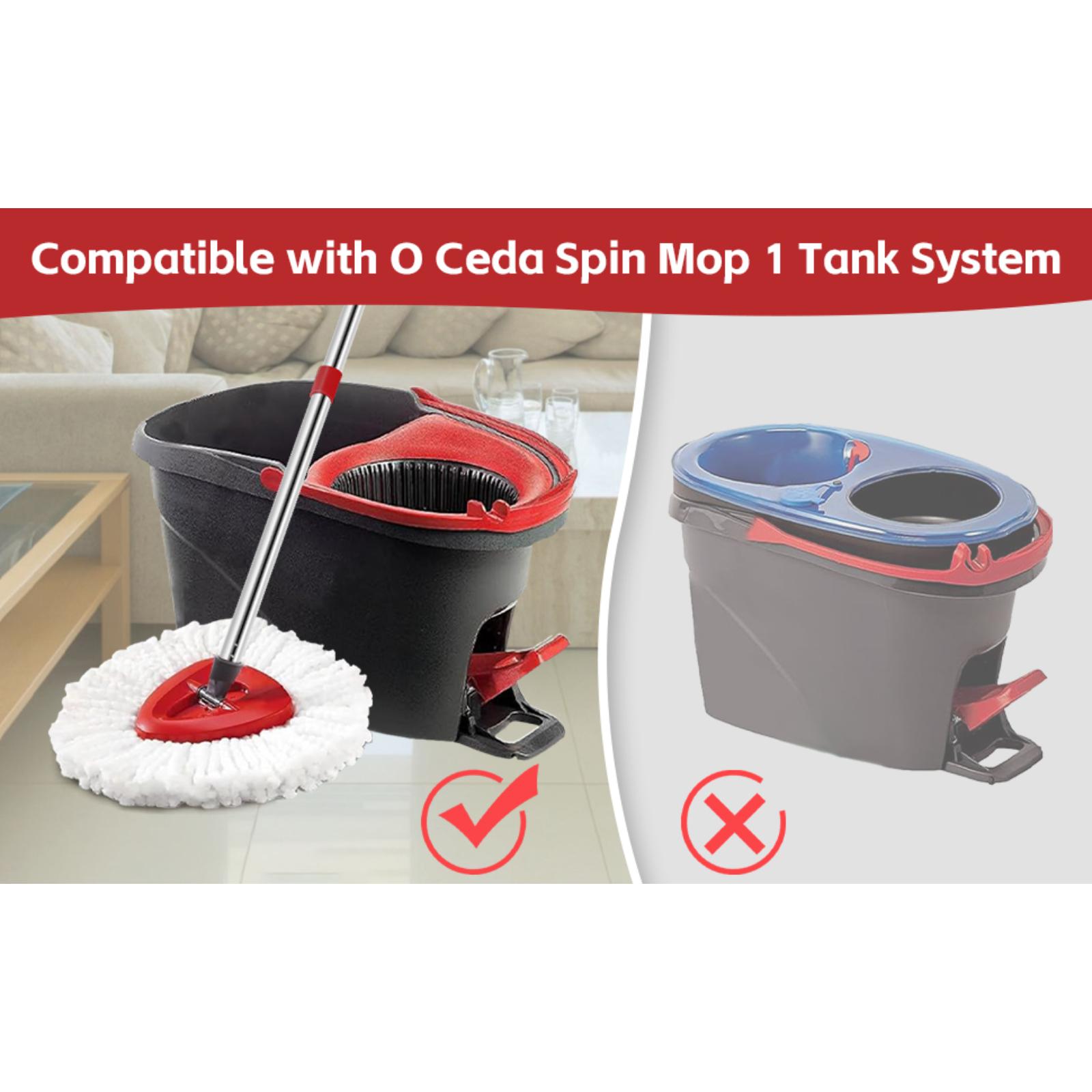 O-Ceda EasyWring Microfiber Spin Mop Head Base Handle Replacement Set with 2 Refills Triangle Head Cover & 30-58in Handle Set for White 1 Tank System