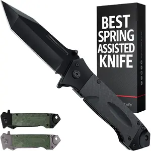 Spring Assisted Heavy Duty Pocket Knife for Men - 3.5" Sharp Blade - Folding Tactical Self Defense Japanese Knives with Portable Clip - for Hunting Camping Military Survival Work EDC 6688 BB