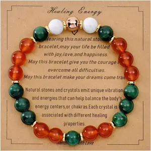 Healing Energy 6pc Minimalist Elegant Gemstone Bracelets Malachite & Aquamarine Calming Crystal Jewelry Set for Women Handcrafted with Love