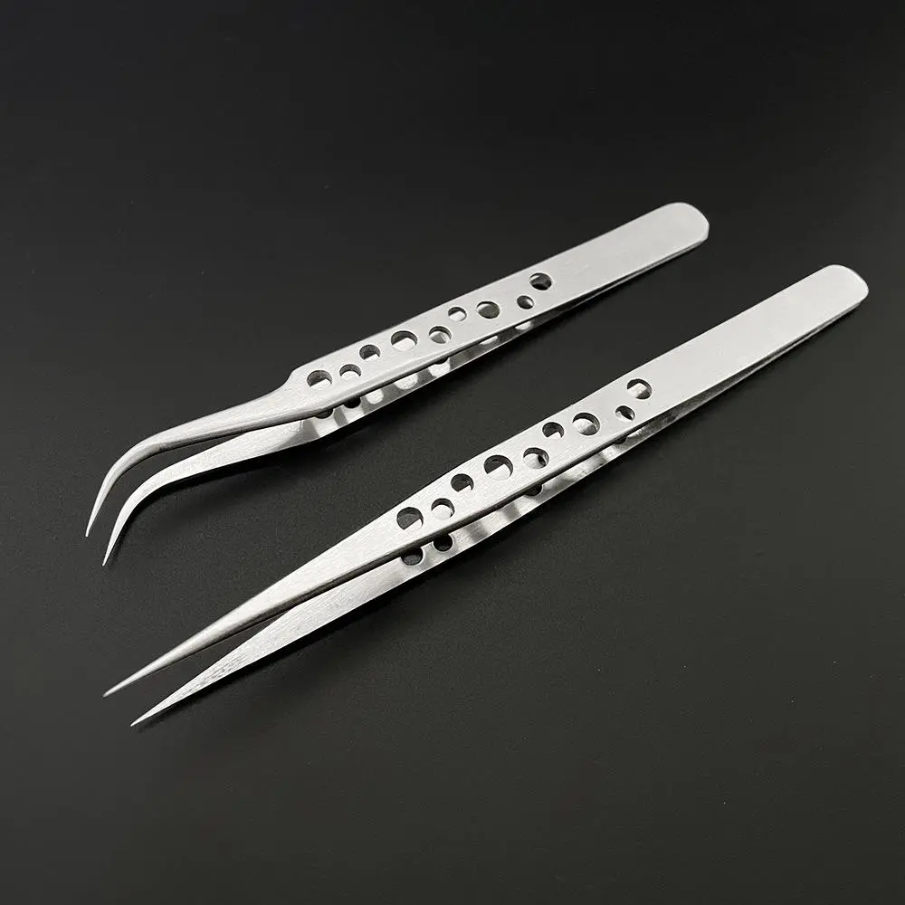 Electronics Industrial Tweezers Precision Anti-static Curved Straight Tip Stainless Forceps Phone Repair Hand Tool sets