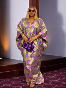 Luxe Metallic Floral Jacquard Oversized Kaftan Gown