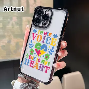 Four Corners Phone Case for iPhone 17 16 Pro Max 15 Plus 14 13 12 11 E Air Caring for Autism Pattern Anti-drop Cellphone Protective Durable Total Coverage Shockproof Phone Cover