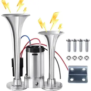 Upgraded 12V 600DB Air Horn Dual Trumpets, Super Loud Truck Train Horns Kit with Air Compressor for Any 12V SUV Motorcycle Trucks Pickup Lorries Trains Cars Boats,SnapFixMate