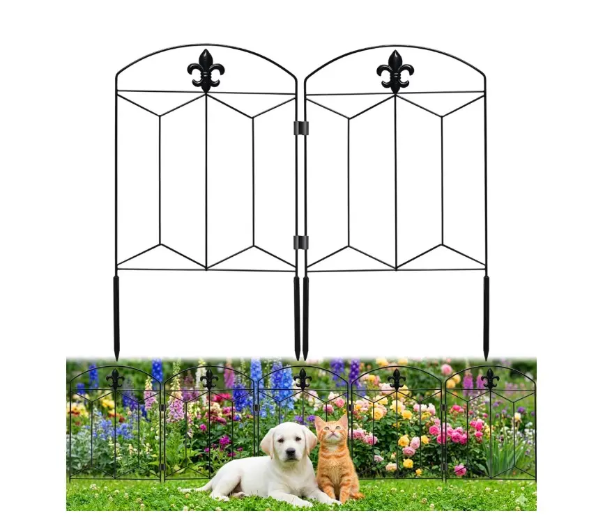 OHHANI Garden Fence, 10 Pack 21" H x 12.6" W Rustproof Metal Decorative Fence Panels, No-Dig Animal Barrier, Landscape Edging for Yard Patio Outdoor