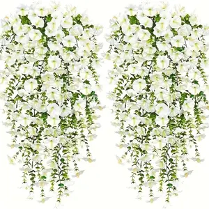 Artificial Morning Glory Vine, Fake Hanging Flower, Plastic Faux Flowers, Decorative Flowers for Home Doorway Yard Garden Pot Decoration, Home Decoration Bouquet