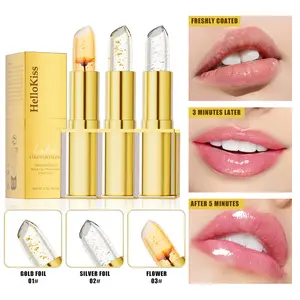 Hello Kiss Transferproof Color Changing Lipstick, Long Lasting, Moisturizing, Lip Stain Magic Gold Foll  Temperature Color Changing Lip Gloss Lip Balm, Moisture, Hydrate Gloss, Lipgloss Cosmetic Glossy Luxury Gift Makeup Radiant Lipstick