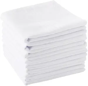 Men's Handkerchiefs 100% Soft Cotton White Hankie Hankerchieves 6 Pack 16x16 Inches Machine Washable Perfect Gift for Gentlemen