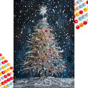 5D DIY Full Drill Round Diamond Painting - Diamond Art Kit Christmas Tree Mosaic, Canvas - DIY Decorative Painting, Home Wall Decor, Suitable for Halloween and Christmas, Birthday and Anniversary Gifts, Diamond Painting Kits